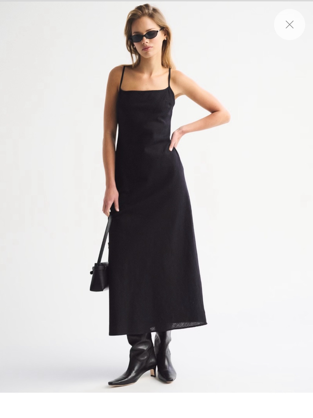 Abercrombie & Fitch Black Square-Neck Maxi Slip Dress